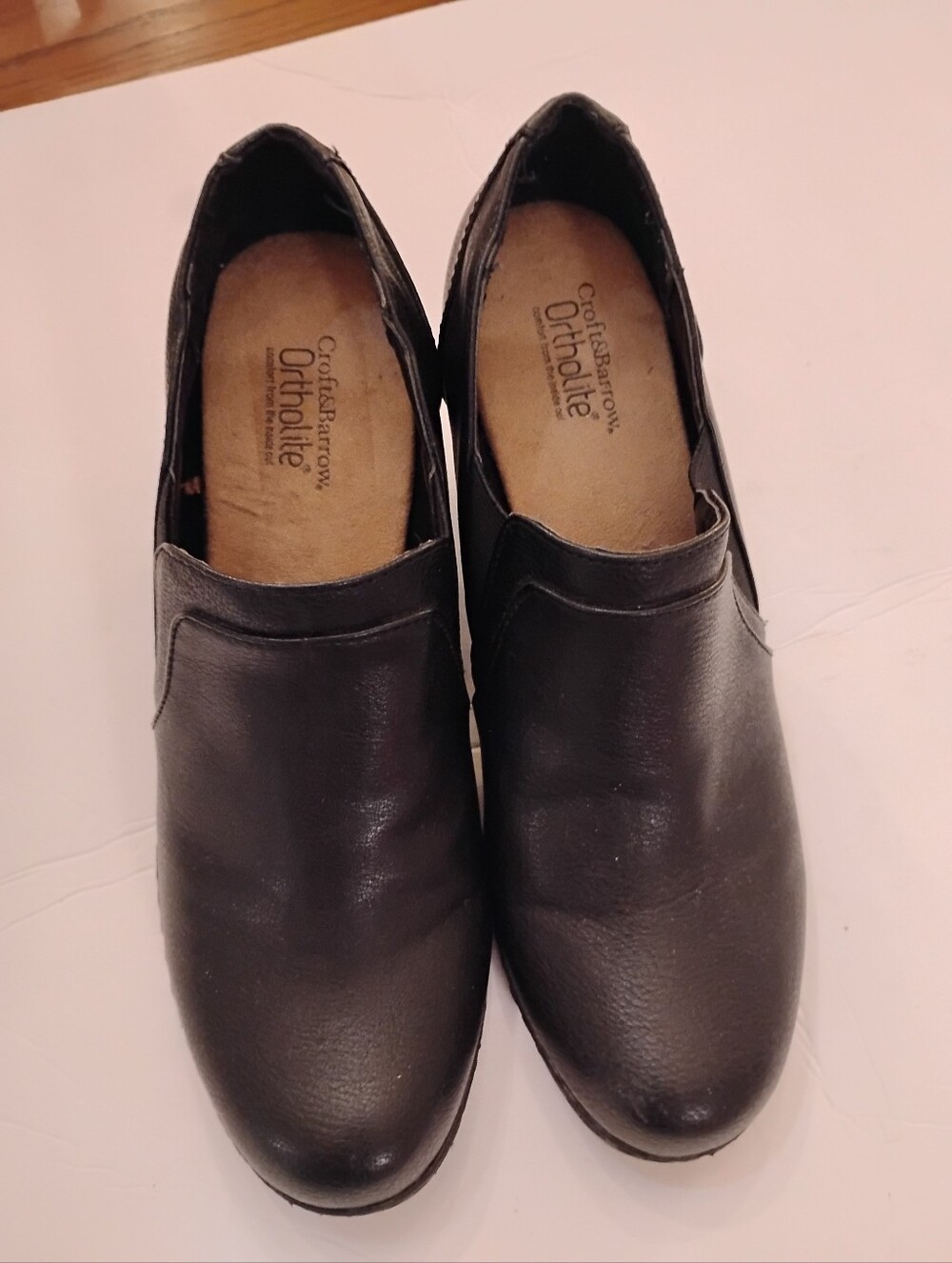 Croft And Barrow Black Slip-On Leather Flats with Ortholite Comfort